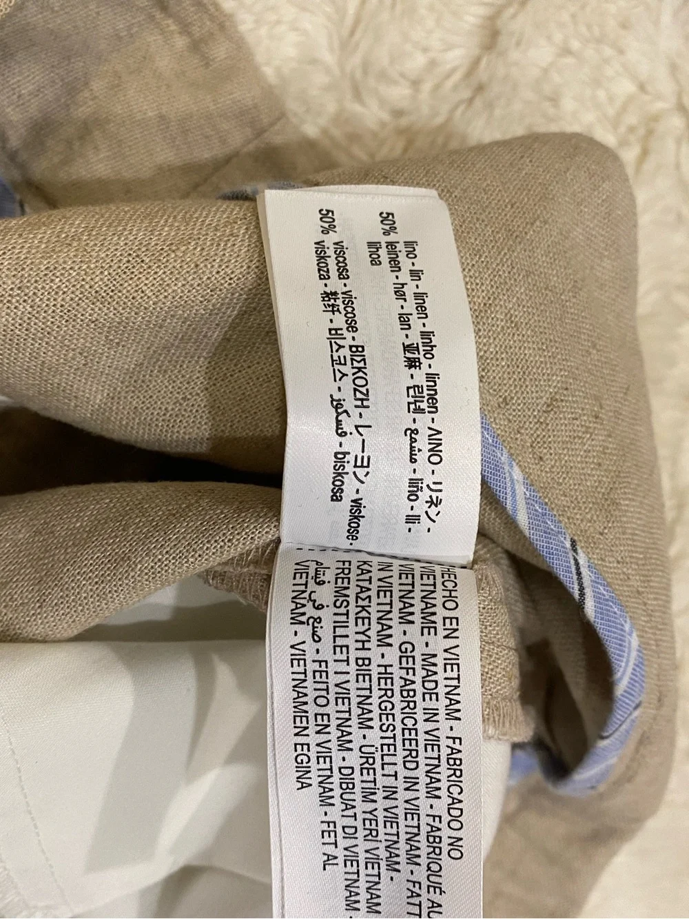 Zara Neutral High-Waist Linen Pleated Wide-Leg Pants - Beige size Large